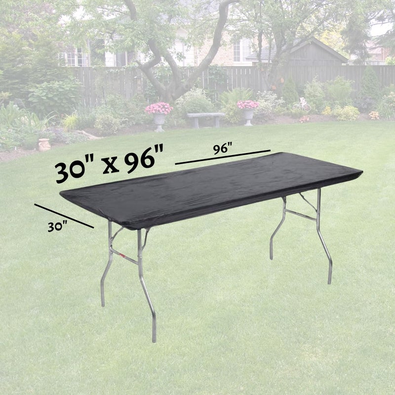 Kwik-Covers 8' Rectangular Plastic Table Covers 30" x 96" (8 Feet), (10 Pack, Black) - Image 3